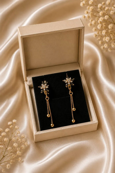 Elegant Floral Tassel Earrings