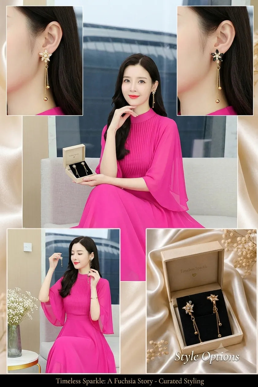 Elegant Floral Tassel Earrings