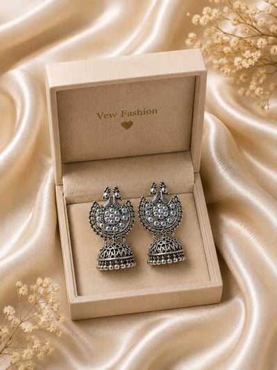 Oxidized Silver Jhumka Earrings