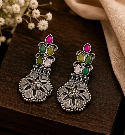 Vintage Multicolor Floral Drop Earrings