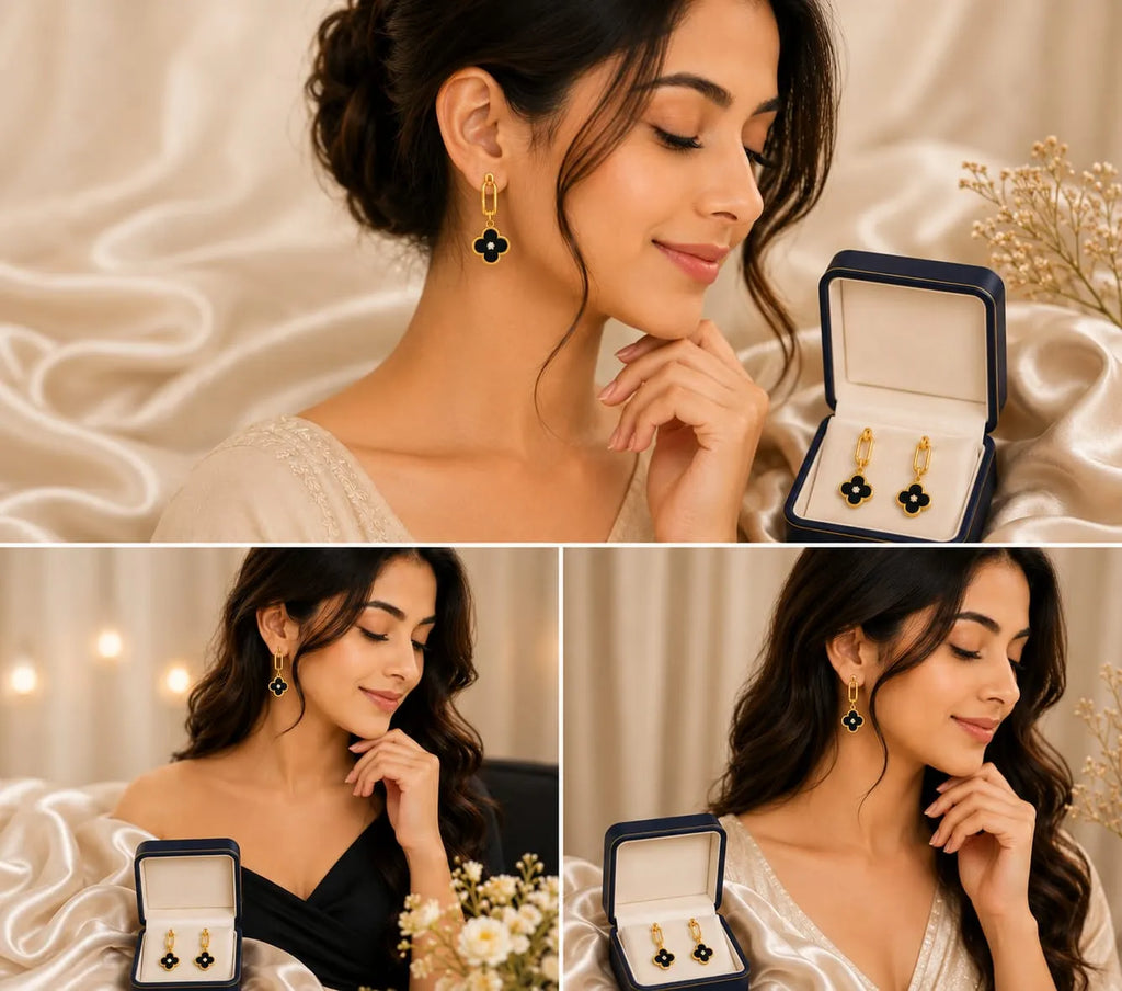 Black Clover Drop Earrings