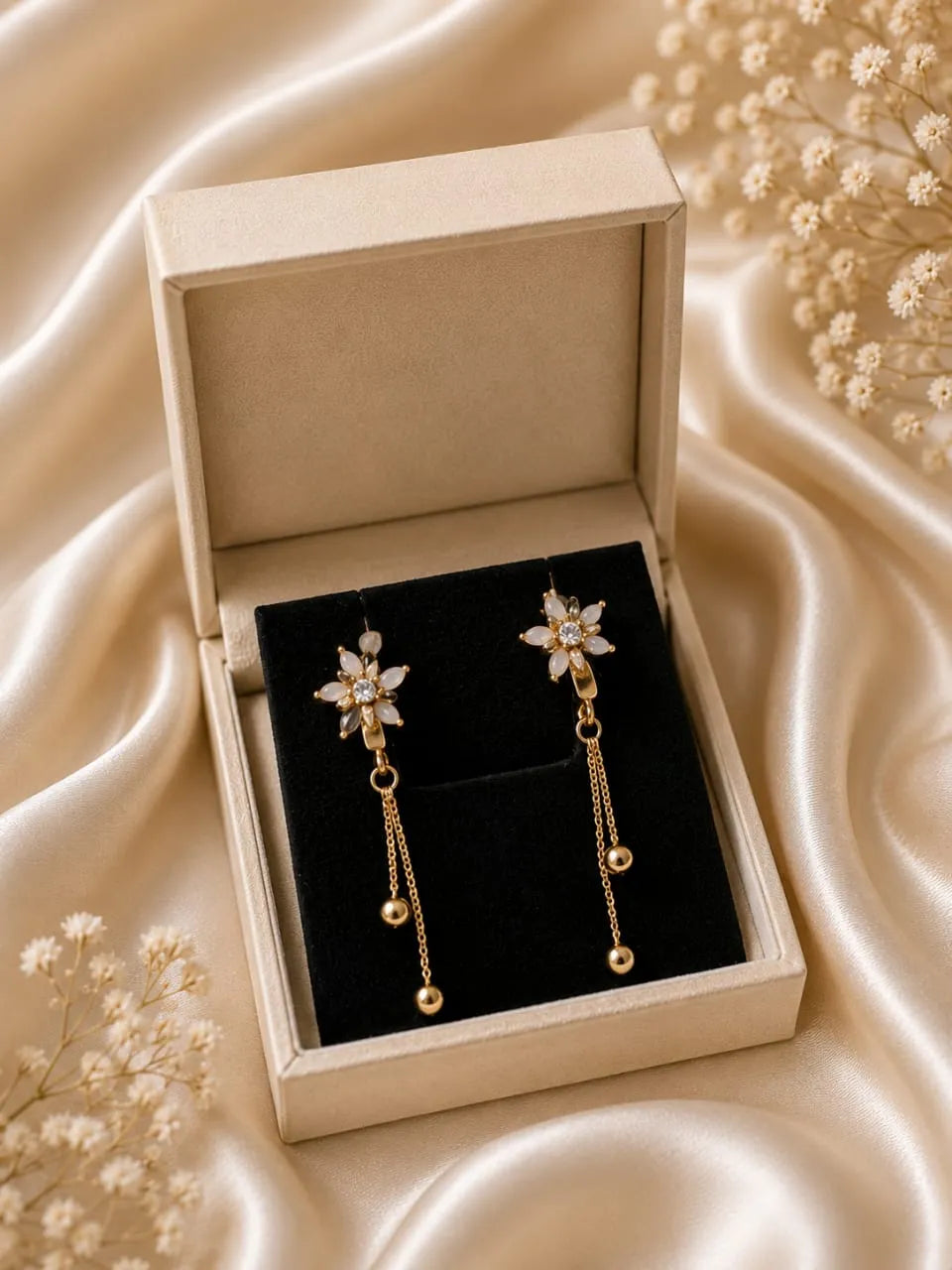 Elegant Floral Tassel Earrings